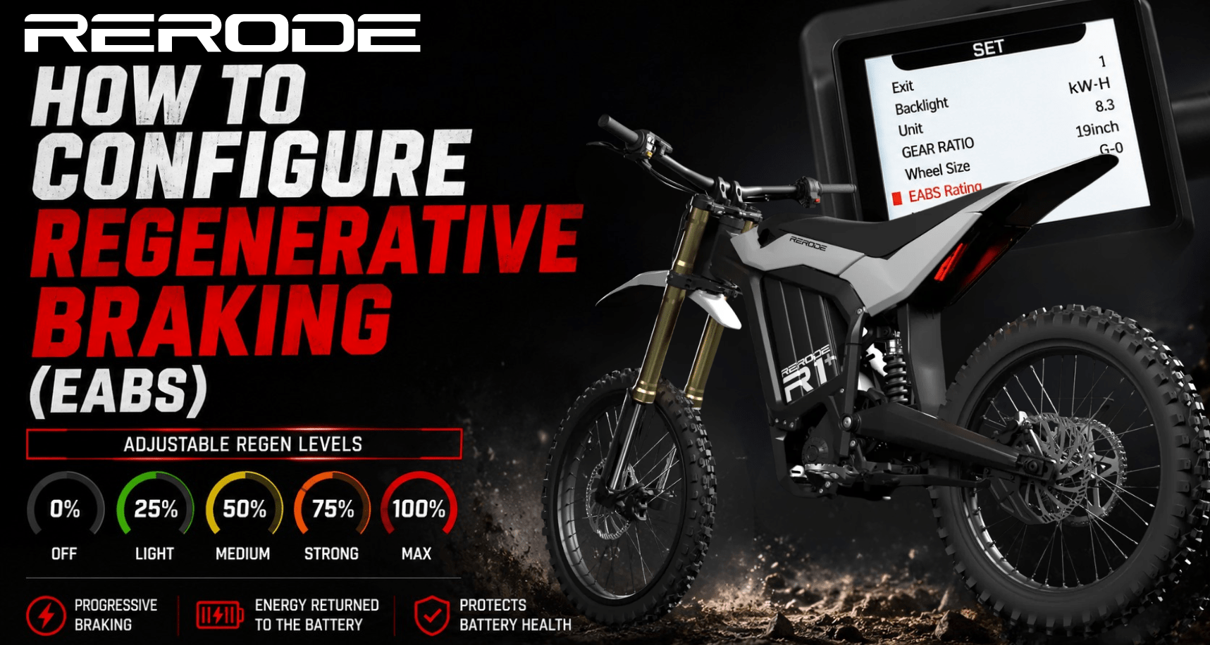 Rerode R1 & R1+ Knowledge Base: How to Configure Regenerative Braking (EABS) - Pinned Electric