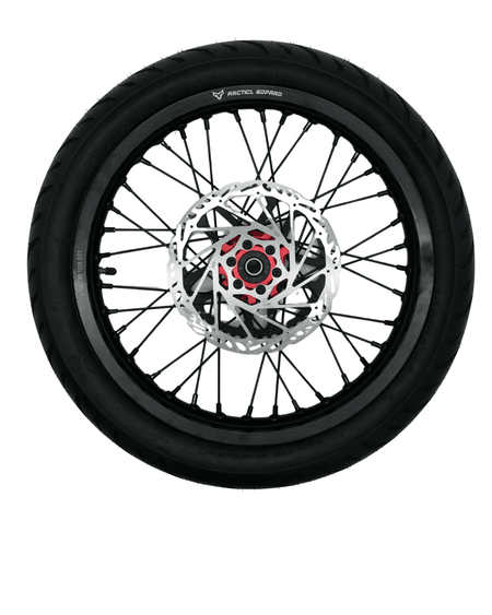 Arctic Leopard XE Pro 17" Front and 16" Rear Supermoto Wheel and Tire Set (AL XE OEM) - Pinned Electric