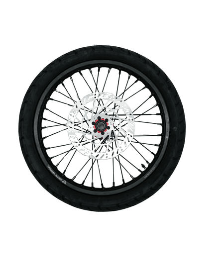 Arctic Leopard XE Pro 17" Front and 16" Rear Supermoto Wheel and Tire Set (AL XE OEM) - Pinned Electric