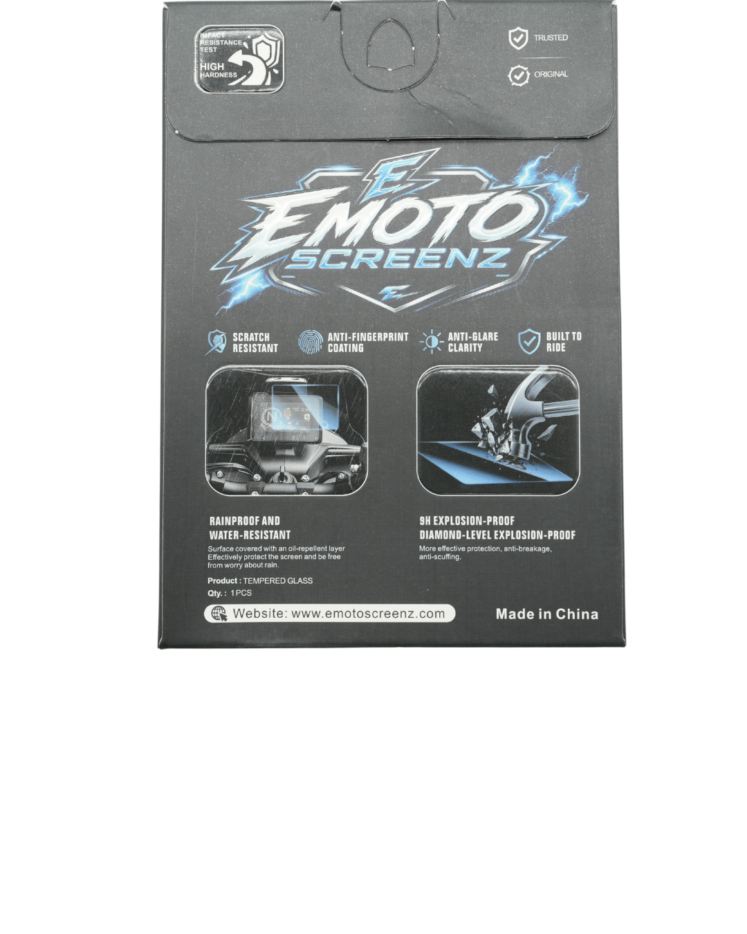 Emoto Screenz Tempered Glass Display Screen Protector – Electric Dirtbike - Pinned Electric