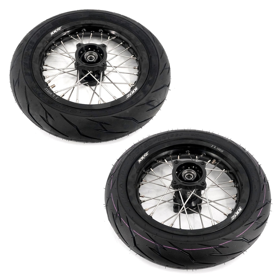KKE 1.85*12'' & 2.15*12'' E-Bike Mini Wheels Kit with Tires Fit For Rawrr Mantis Mini 2024, Mini R/R17 2025-2026 Black - Pinned Electric