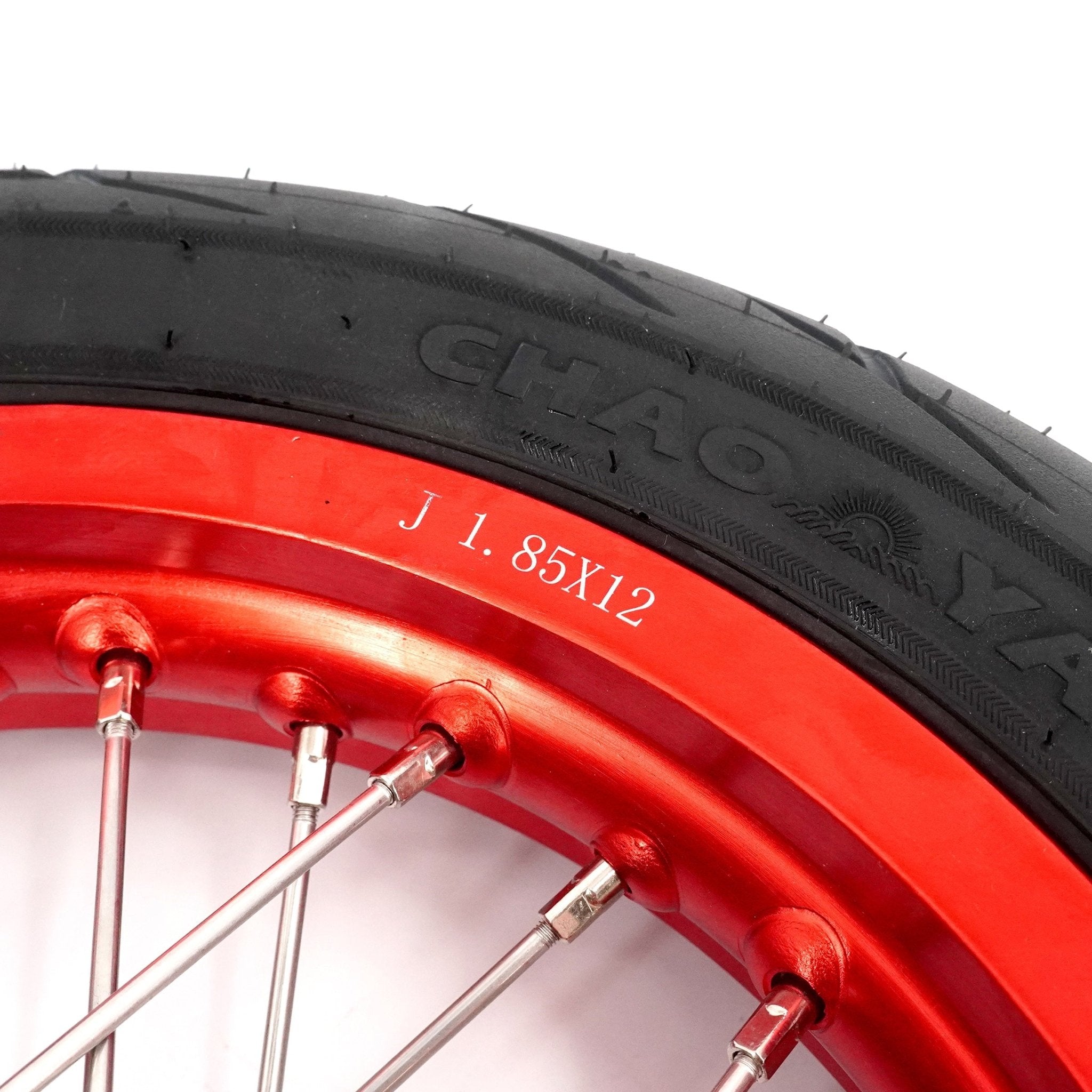 KKE 1.85*12'' & 2.15*12'' E-Bike Mini Wheels Kit with Tires Fit For Rawrr Mantis Mini 2024, Mini R/R17 2025-2026 Red Rims - Pinned Electric