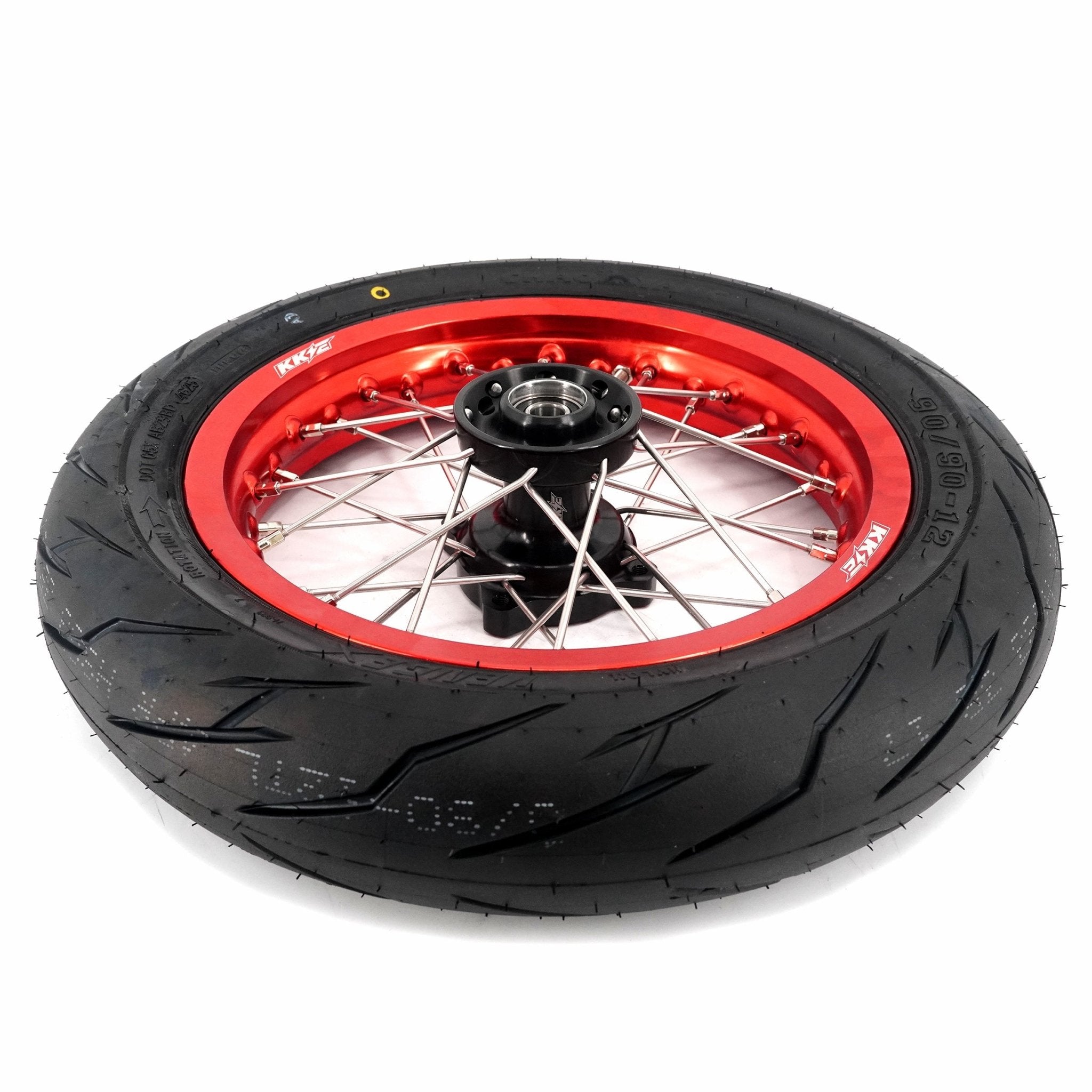 KKE 1.85*12'' & 2.15*12'' E-Bike Mini Wheels Kit with Tires Fit For Rawrr Mantis Mini 2024, Mini R/R17 2025-2026 Red Rims - Pinned Electric