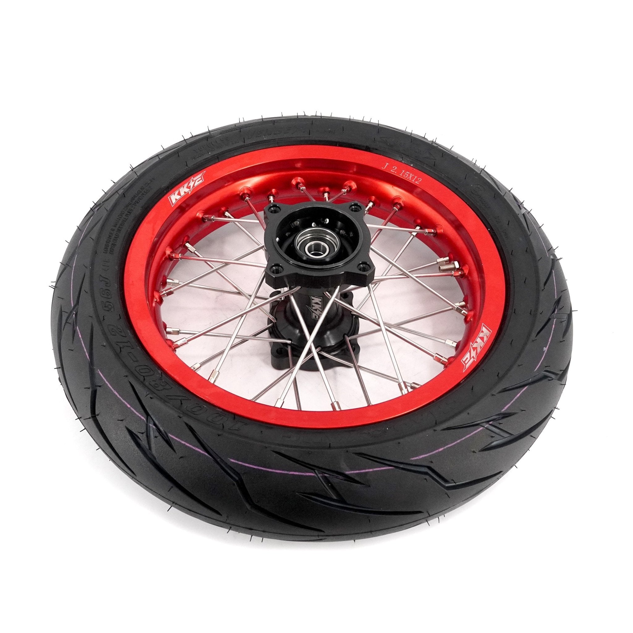 KKE 1.85*12'' & 2.15*12'' E-Bike Mini Wheels Kit with Tires Fit For Rawrr Mantis Mini 2024, Mini R/R17 2025-2026 Red Rims - Pinned Electric
