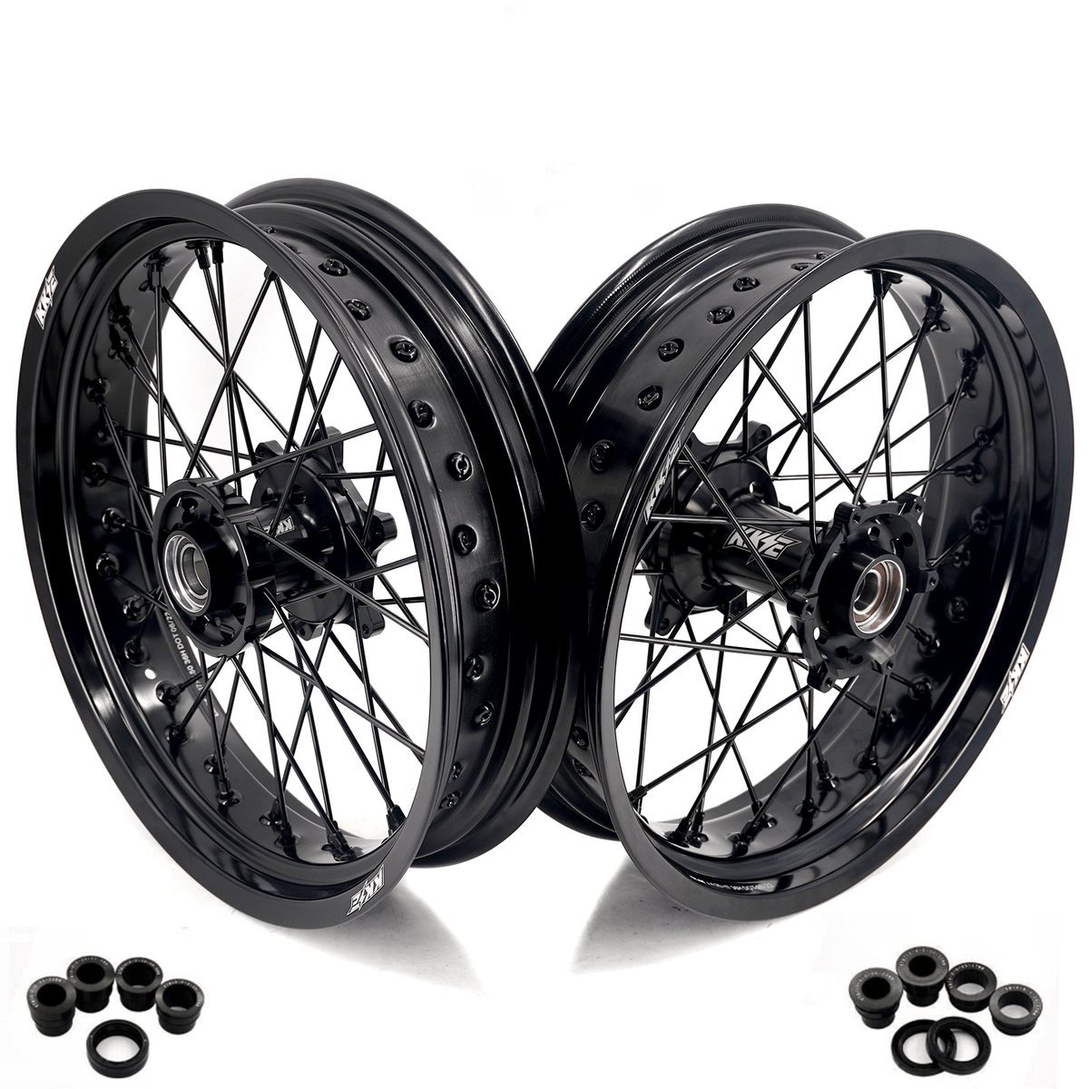 KKE 3.5*17'' & 4.25*17'' Supermoto Wheels Rims Fit STARK VARG MX EX Electric Dirt Bike All Black - Pinned Electric