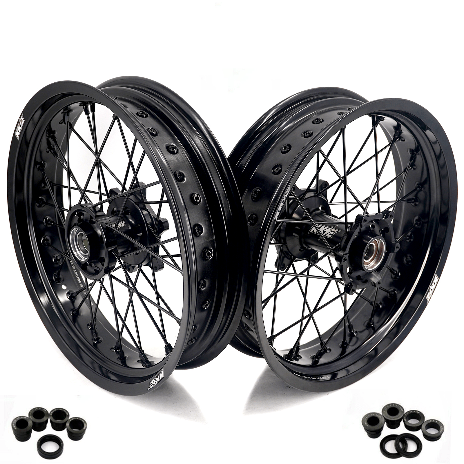 KKE 3.5*17'' & 4.25*17'' Supermoto Wheels Rims Fit STARK VARG MX EX Electric Dirt Bike All Black - Pinned Electric