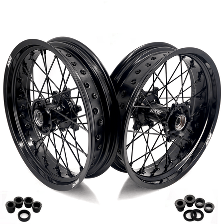KKE 3.5*17'' & 4.25*17'' Supermoto Wheels Rims Fit STARK VARG MX EX Electric Dirt Bike All Black - Pinned Electric