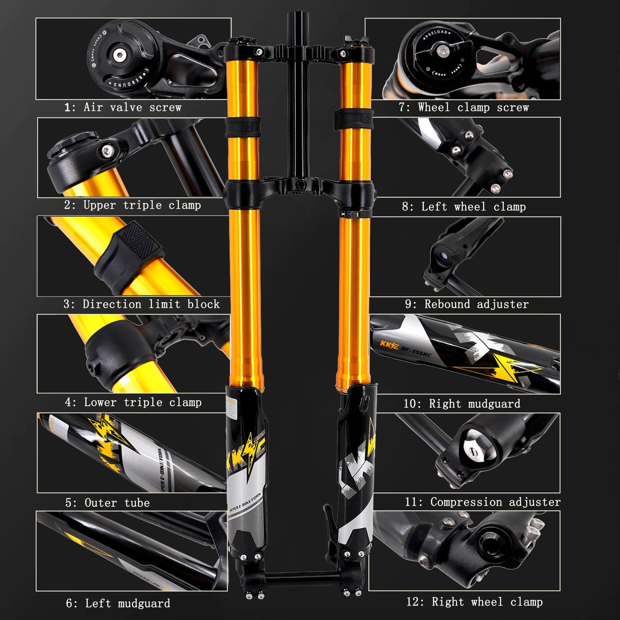 KKE Front Fork Suspension Fit SURRON Light Bee, E-Ride Pro-SS, Talaria Sting MX3/MX4/R (Collective) - Pinned Electric