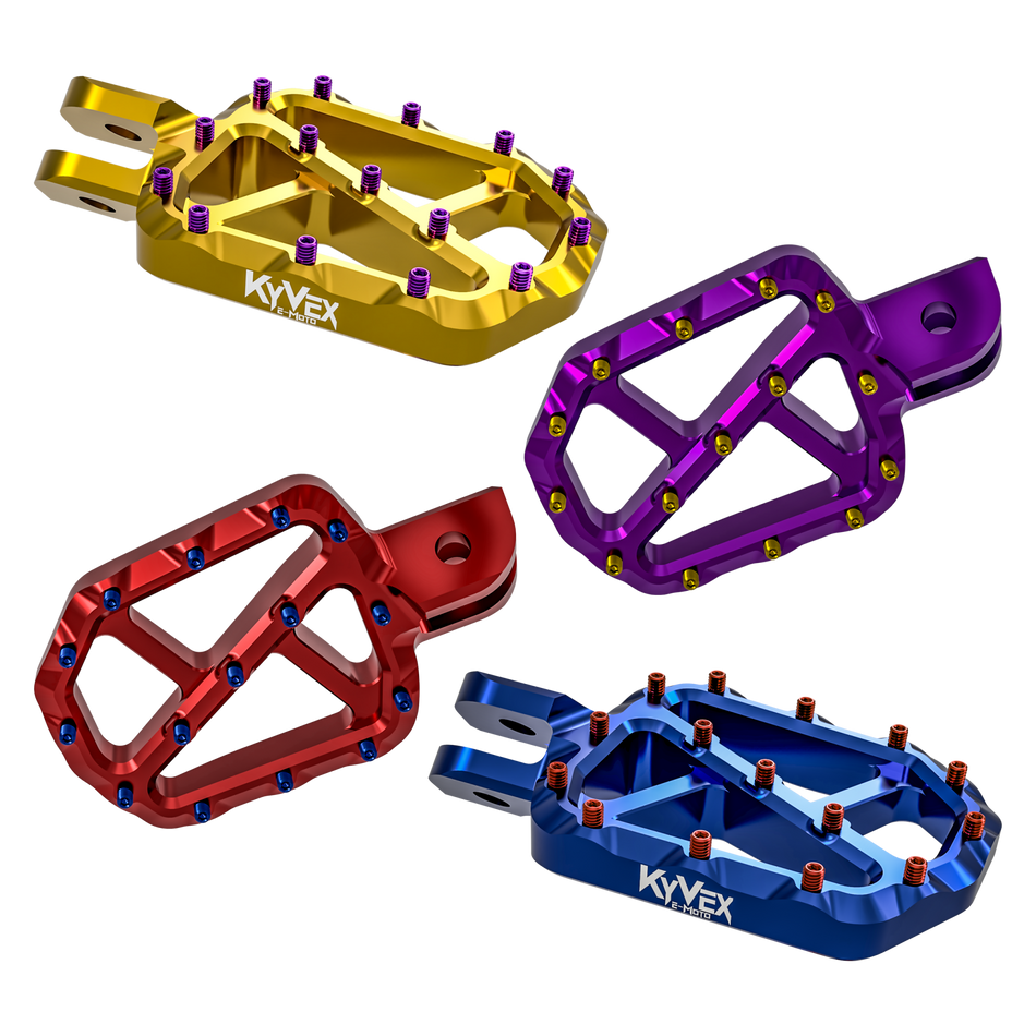 KyVex Billet Wide Foot Pegs - Pinned Electric