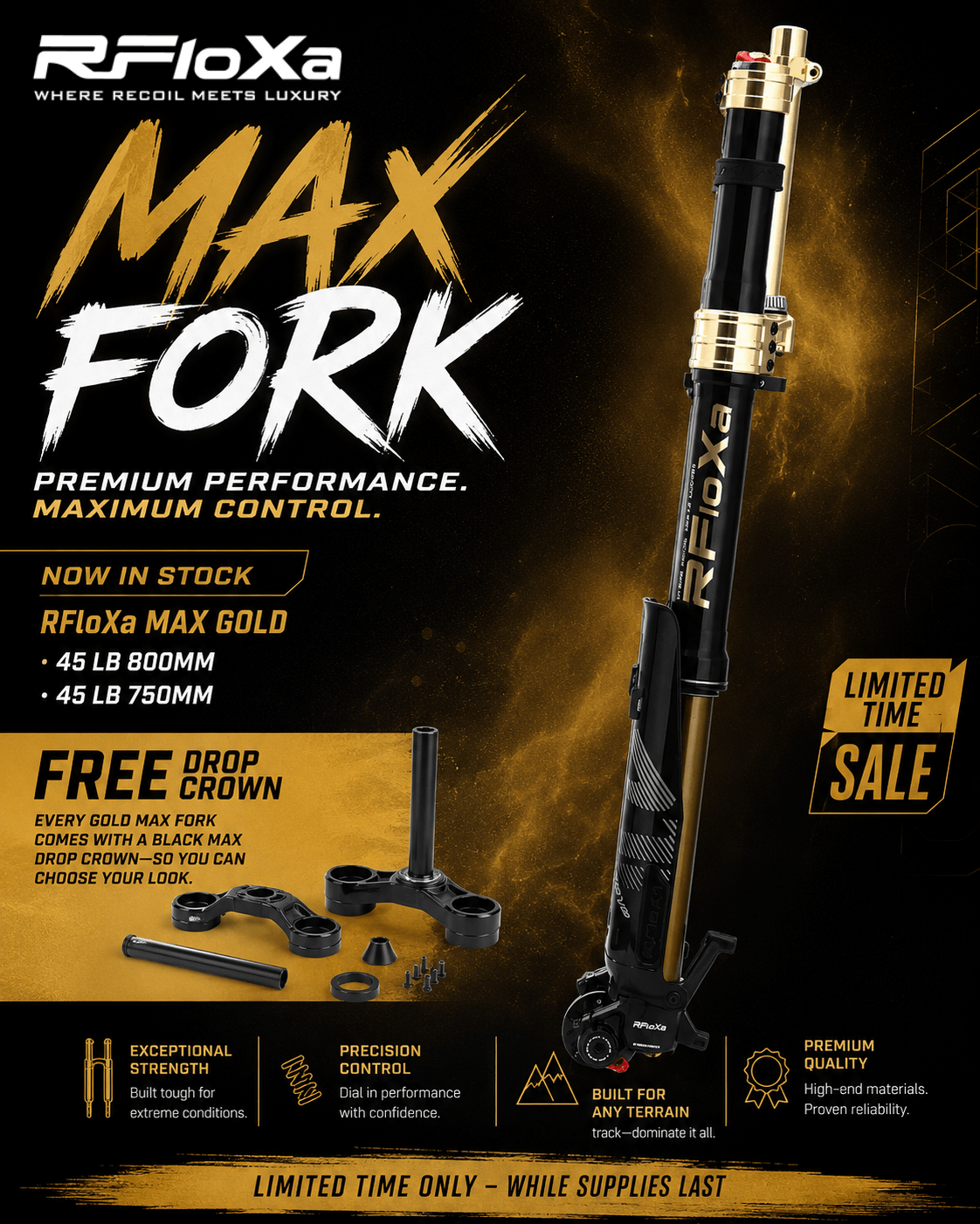 RFLOXA Hawk31 Max Gold Fork+ Free RFloXa Drop Crown (Black) - Pinned Electric
